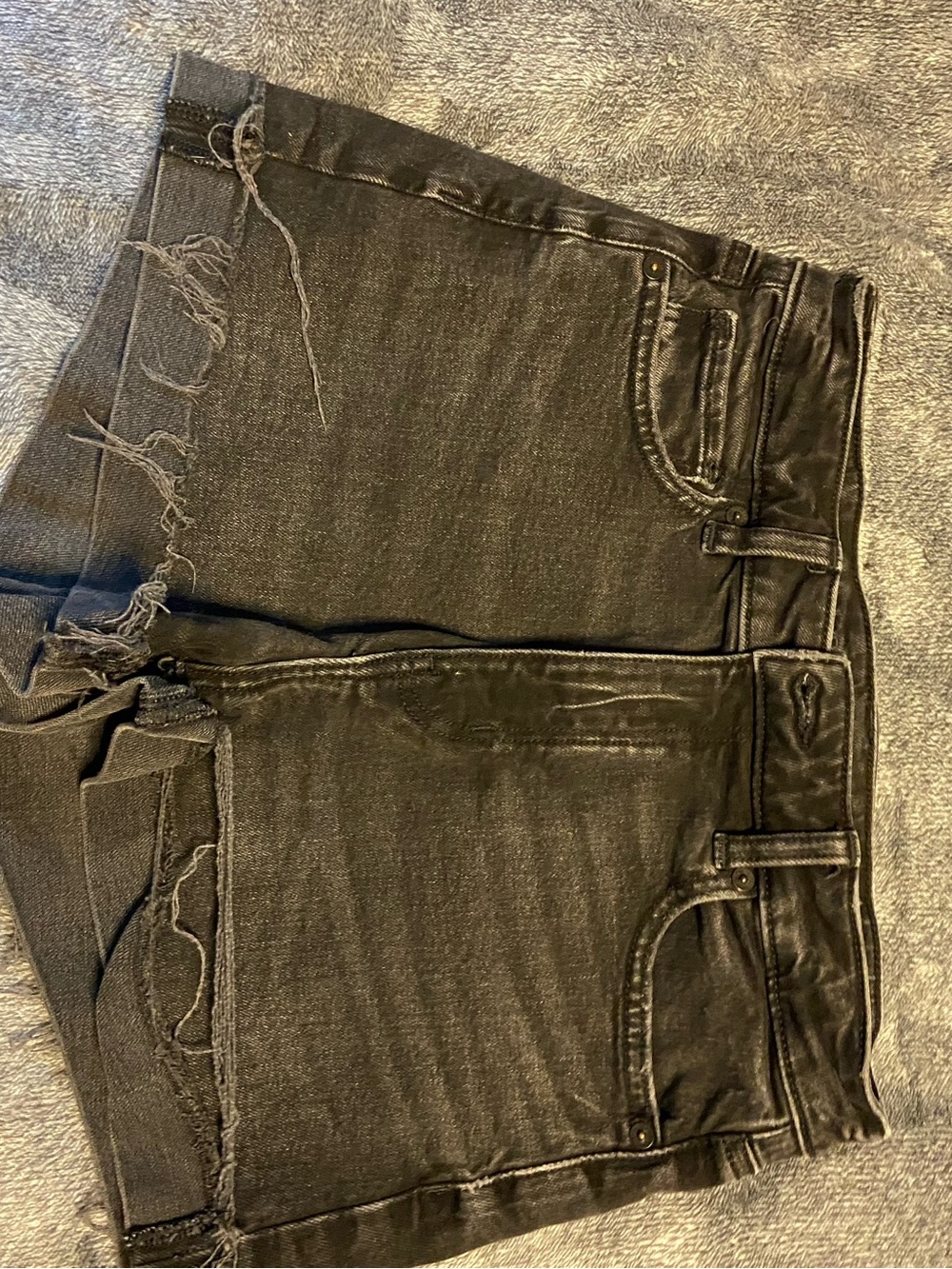 American Eagle Outfitters Black Frayed Denim Jean Shorts